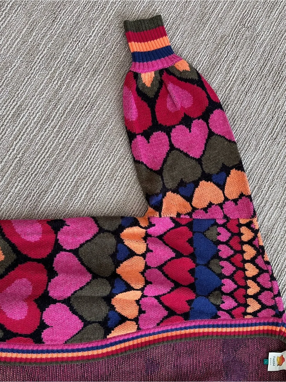 Farm Rio “Full of Hearts” Colorful Open Long Cardigan Sweater - Multicolor - Picture 3 of 5